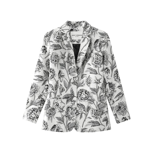 Ruched Back Blazer - English Rose Floral