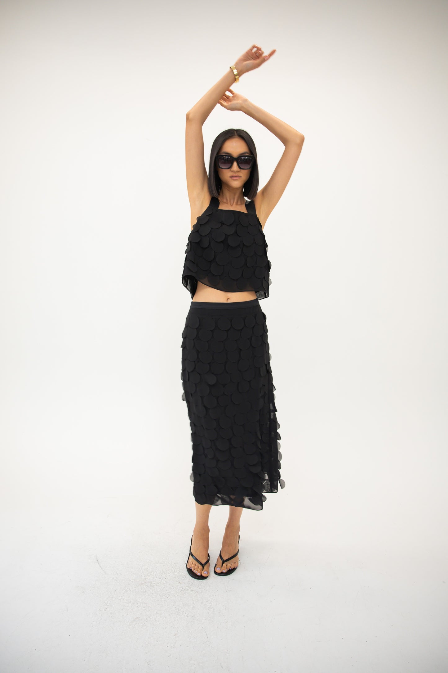 Chiffon Paillette Camisole - Black