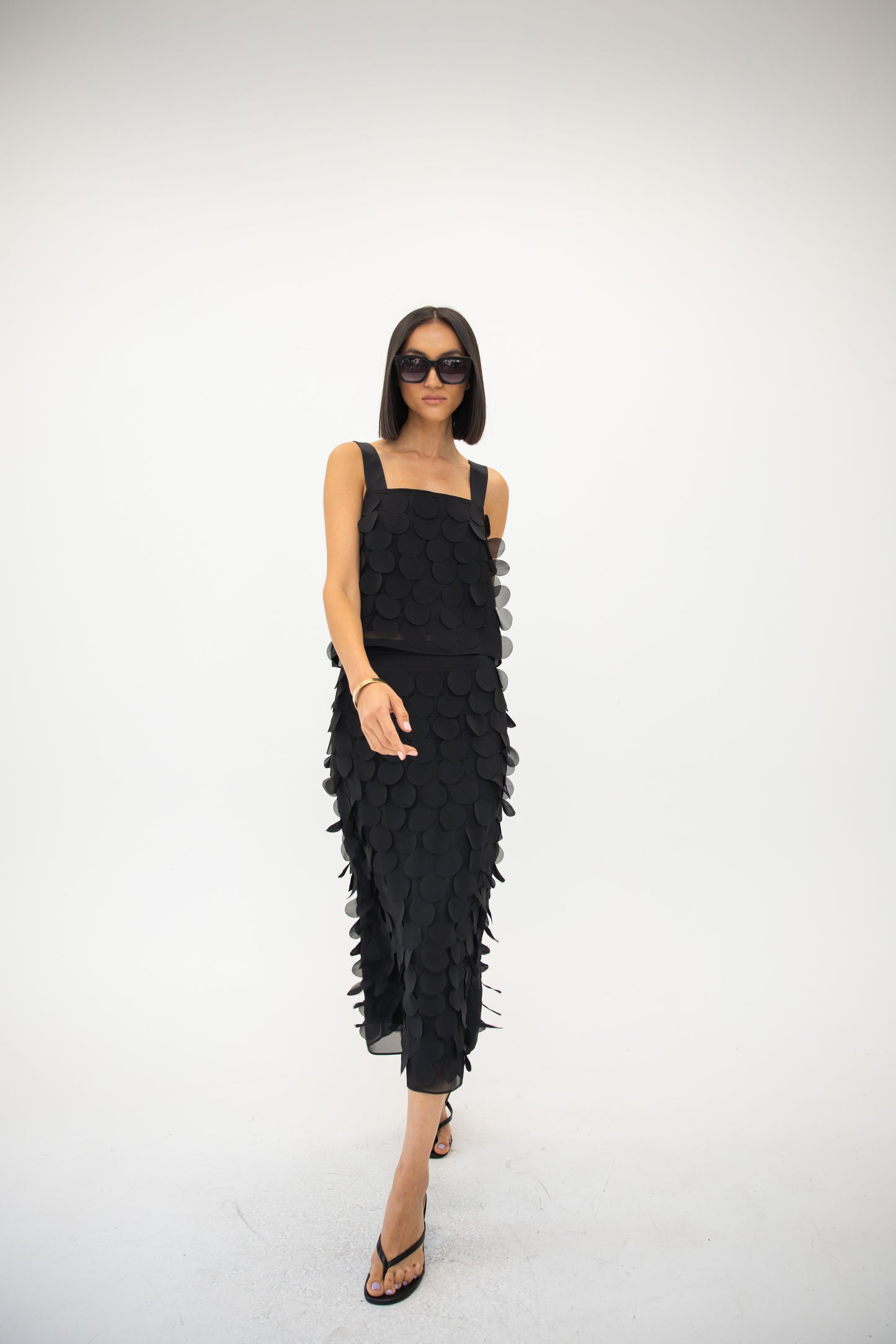 Chiffon Paillette Camisole - Black
