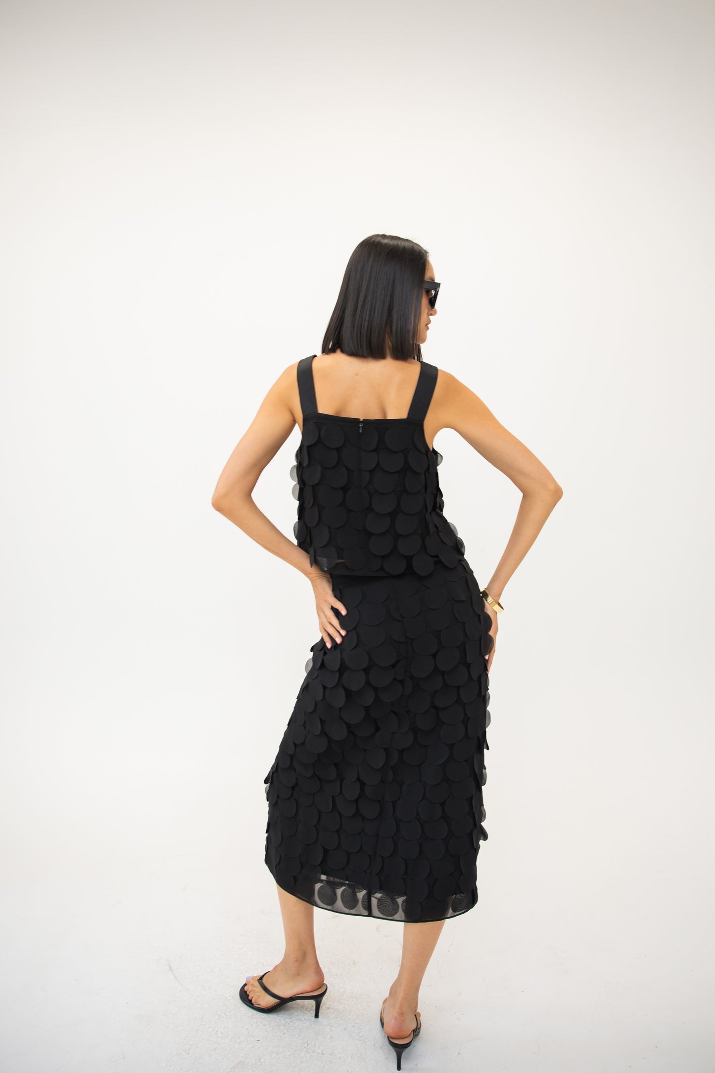 Chiffon Paillette Camisole - Black