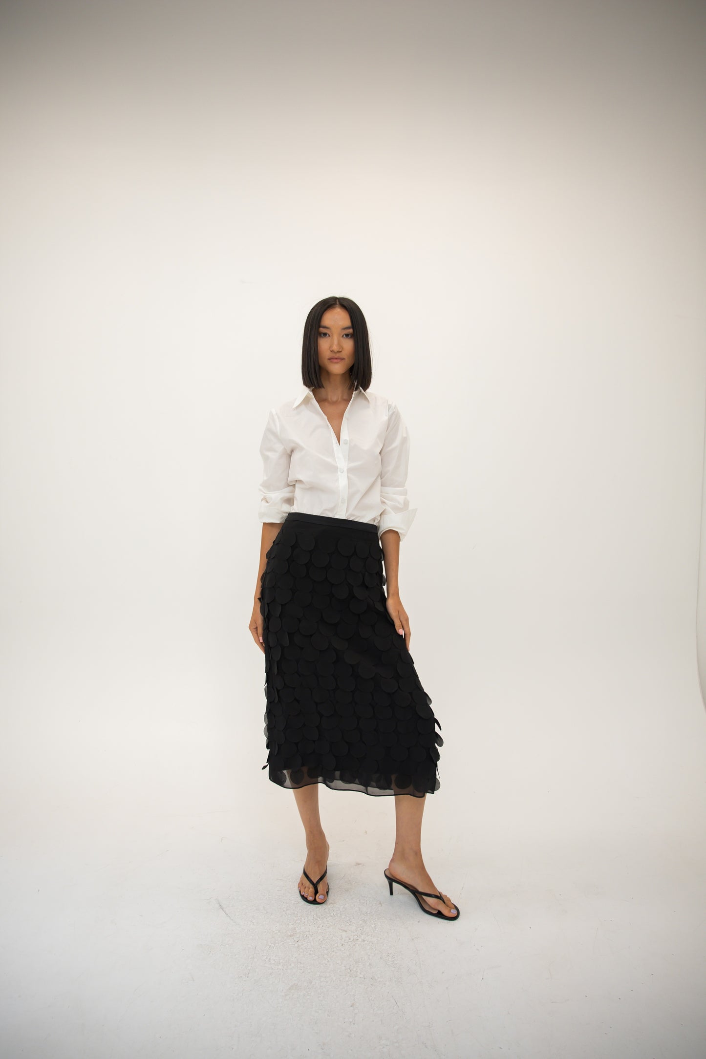 Chiffon Paillette Skirt - Black