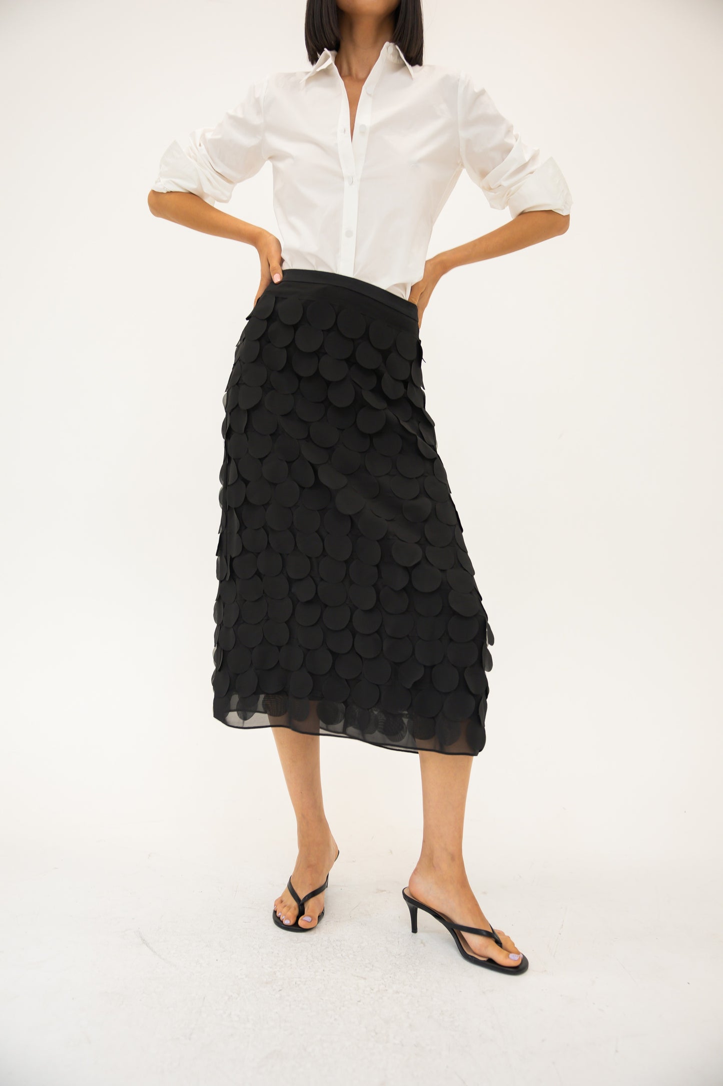 Chiffon Paillette Skirt - Black