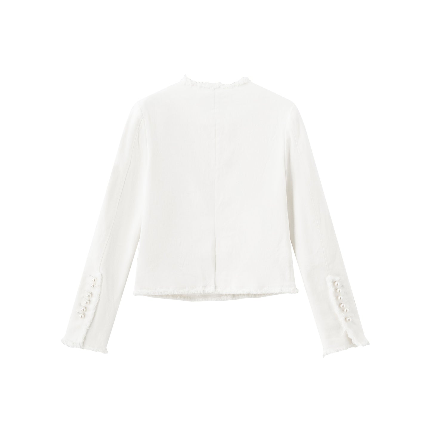 Raw Edge Denim Blazer - White Denim