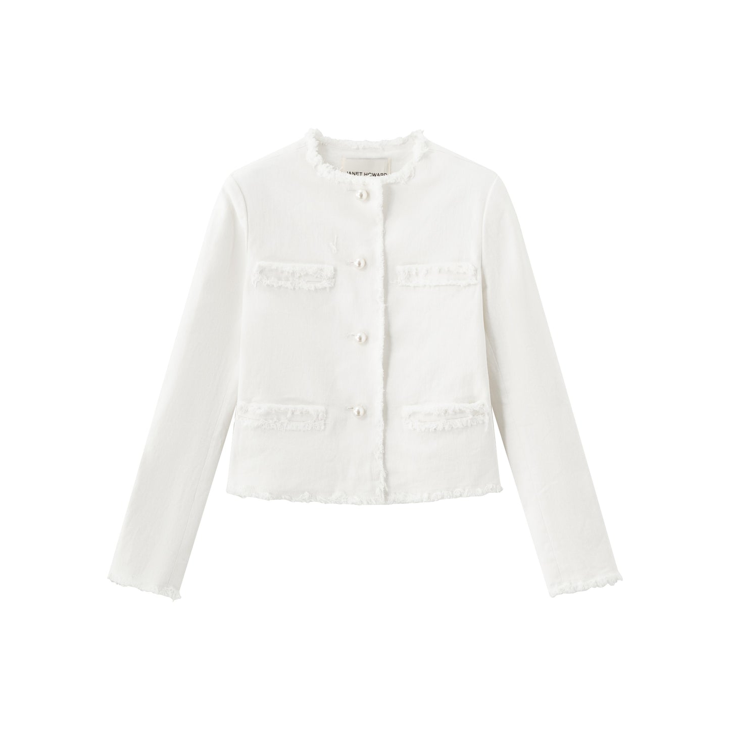 Raw Edge Denim Blazer - White Denim