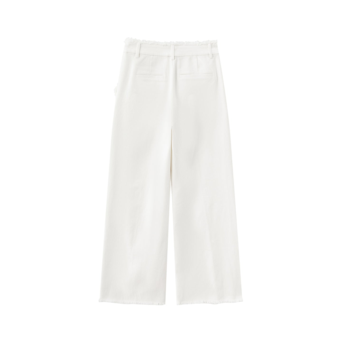 Raw Edge Wide Leg Trousers - White Denim
