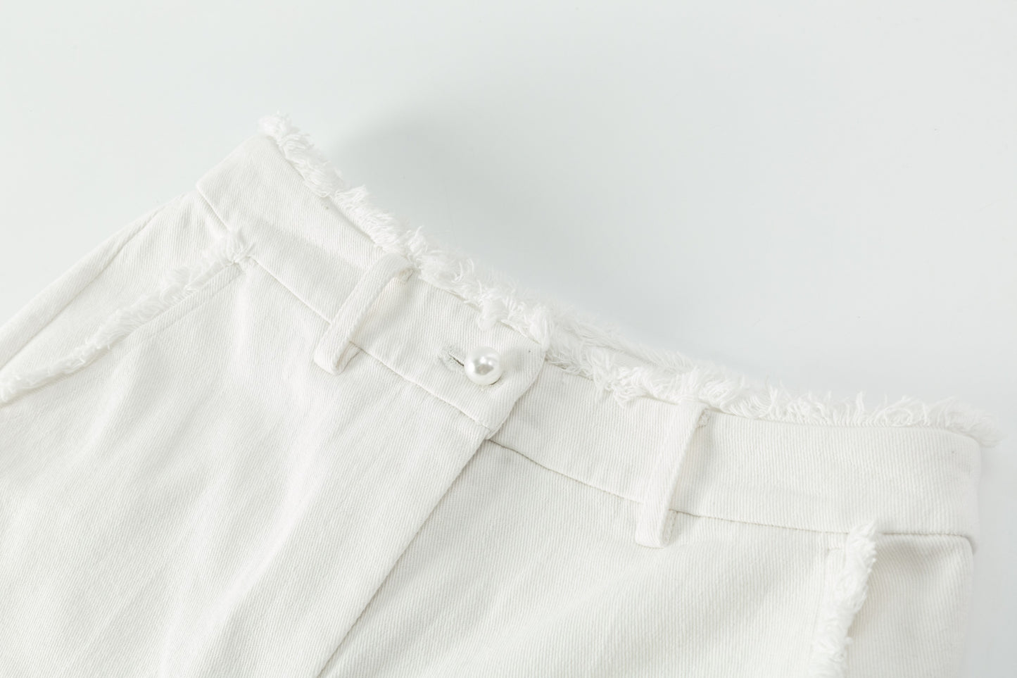Raw Edge Wide Leg Trousers - White Denim