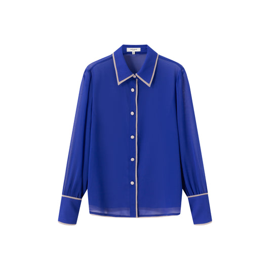 Julie Chiffon Blouse - Cobalt