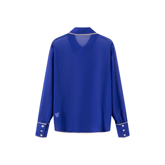 Julie Chiffon Blouse - Cobalt