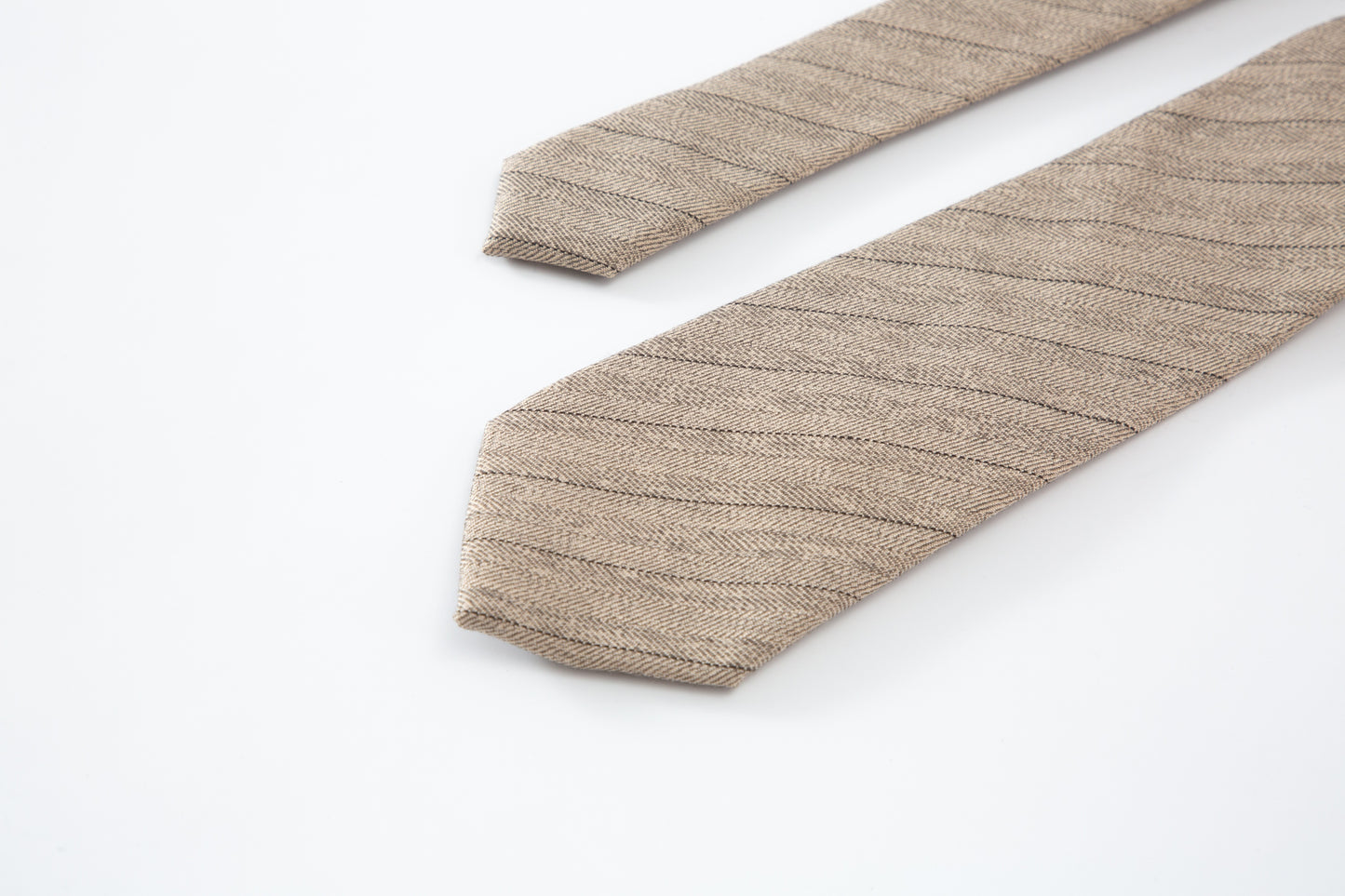 Herringbne Pinstripe Men's Tie - Tan