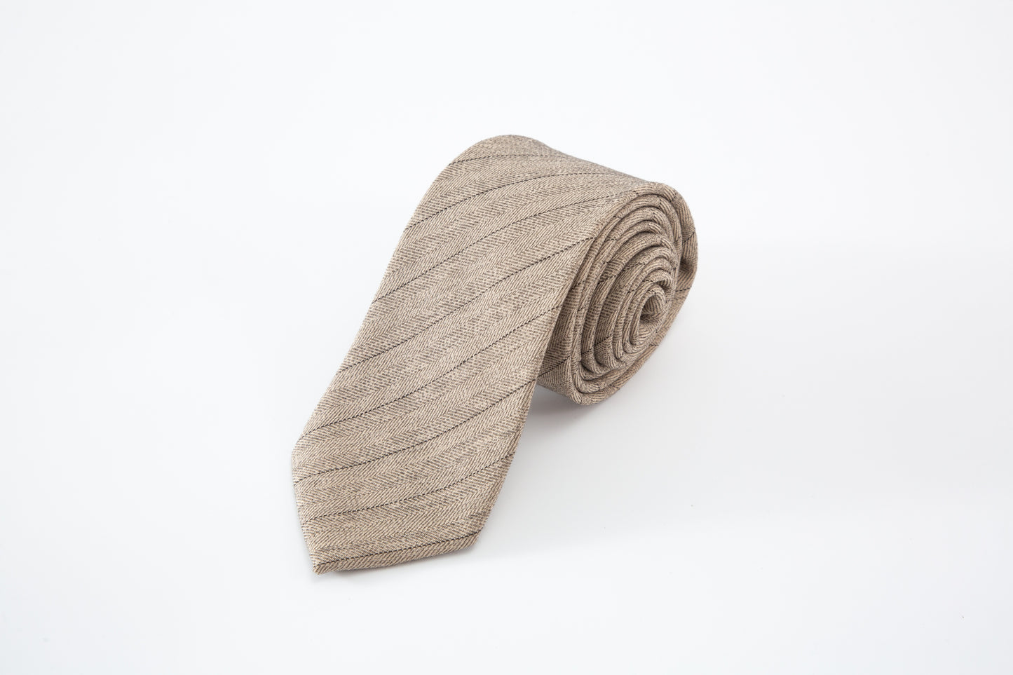 Herringbne Pinstripe Men's Tie - Tan