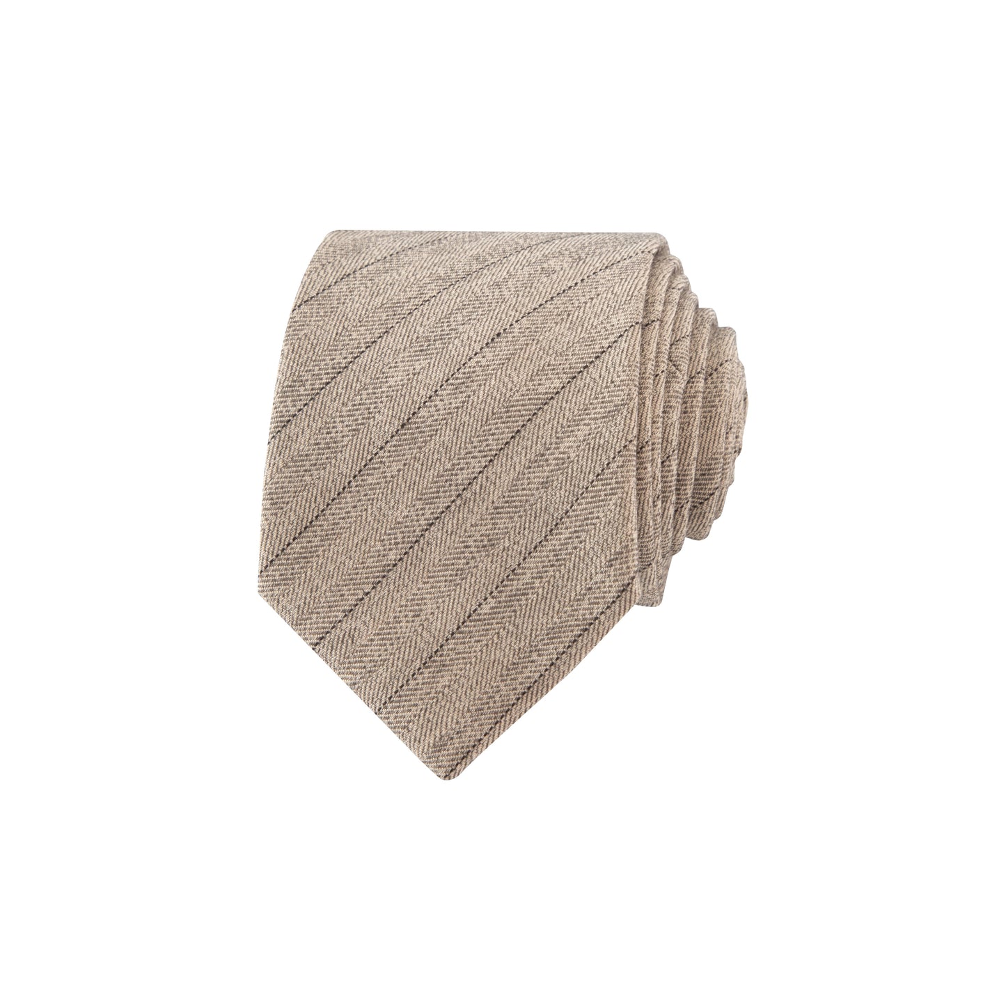 Herringbne Pinstripe Men's Tie - Tan