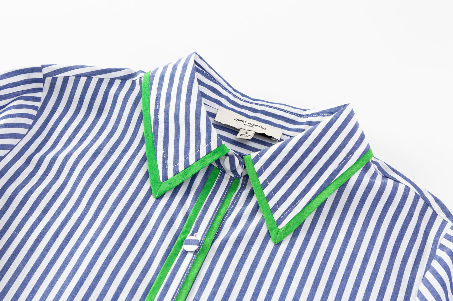 Perfect Fitted Shirt - Blue Stripe / Green Contrast