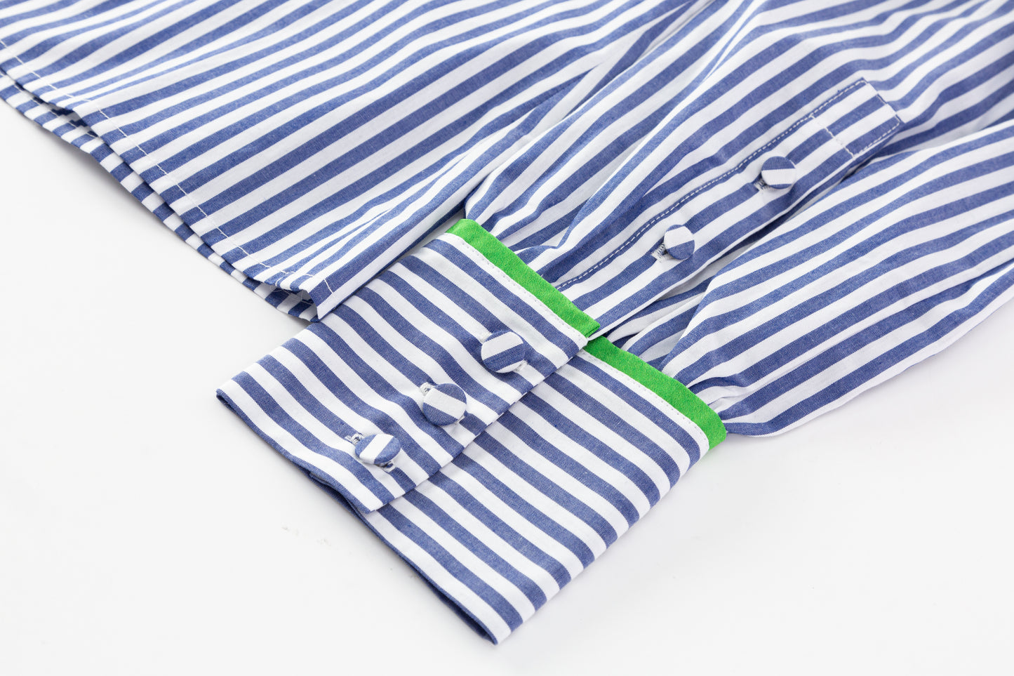 Perfect Fitted Shirt - Blue Stripe / Green Contrast