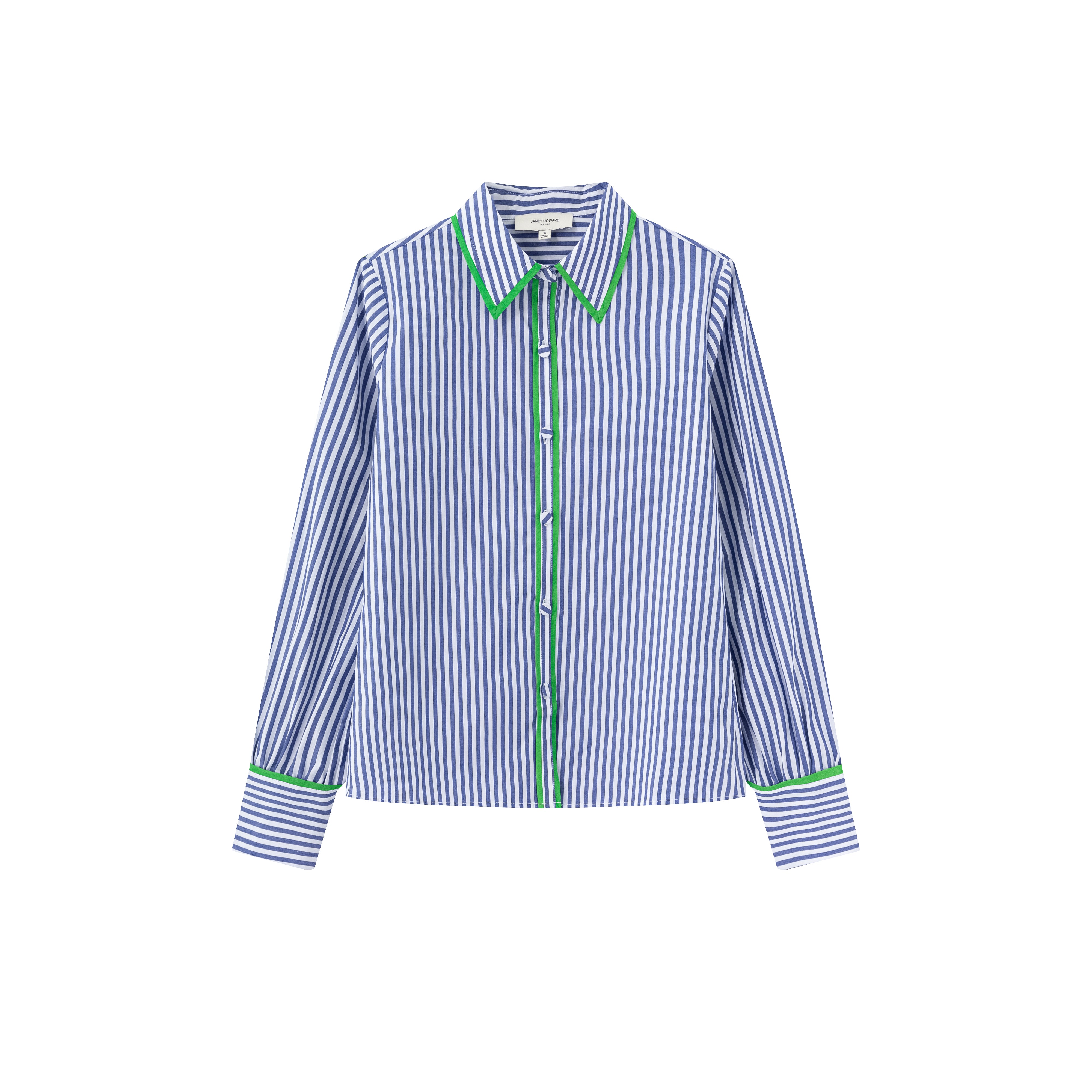 Perfect Fitted Shirt — Blue Stripe/Green Contrast