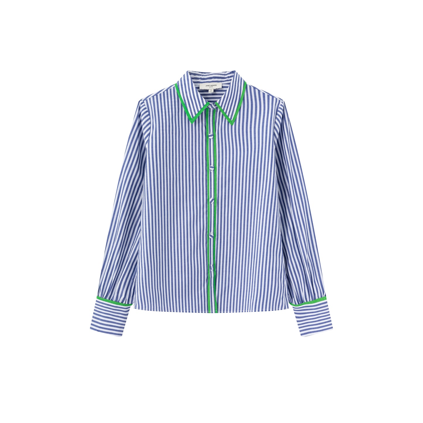 Perfect Fitted Shirt - Blue Stripe / Green Contrast