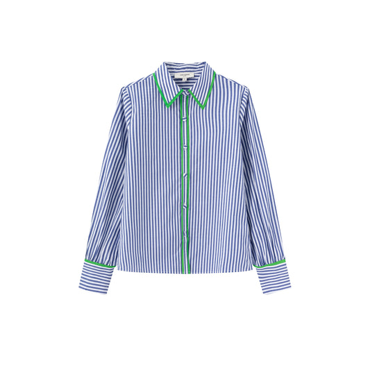 Perfect Fitted Shirt - Blue Stripe / Green Contrast
