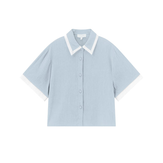 Amelia Blouse - Light Blue / White