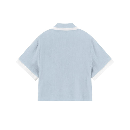 Amelia Blouse - Light Blue / White