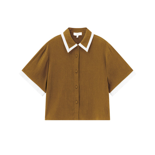 Amelia Blouse - Toffee / White
