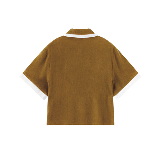 Amelia Blouse - Toffee / White