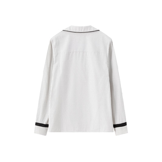 Out East Dinner PJ Shirt - Black / White Stripe