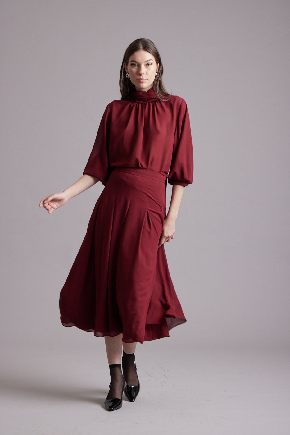 Ballet Chiffon Skirt - Ruby
