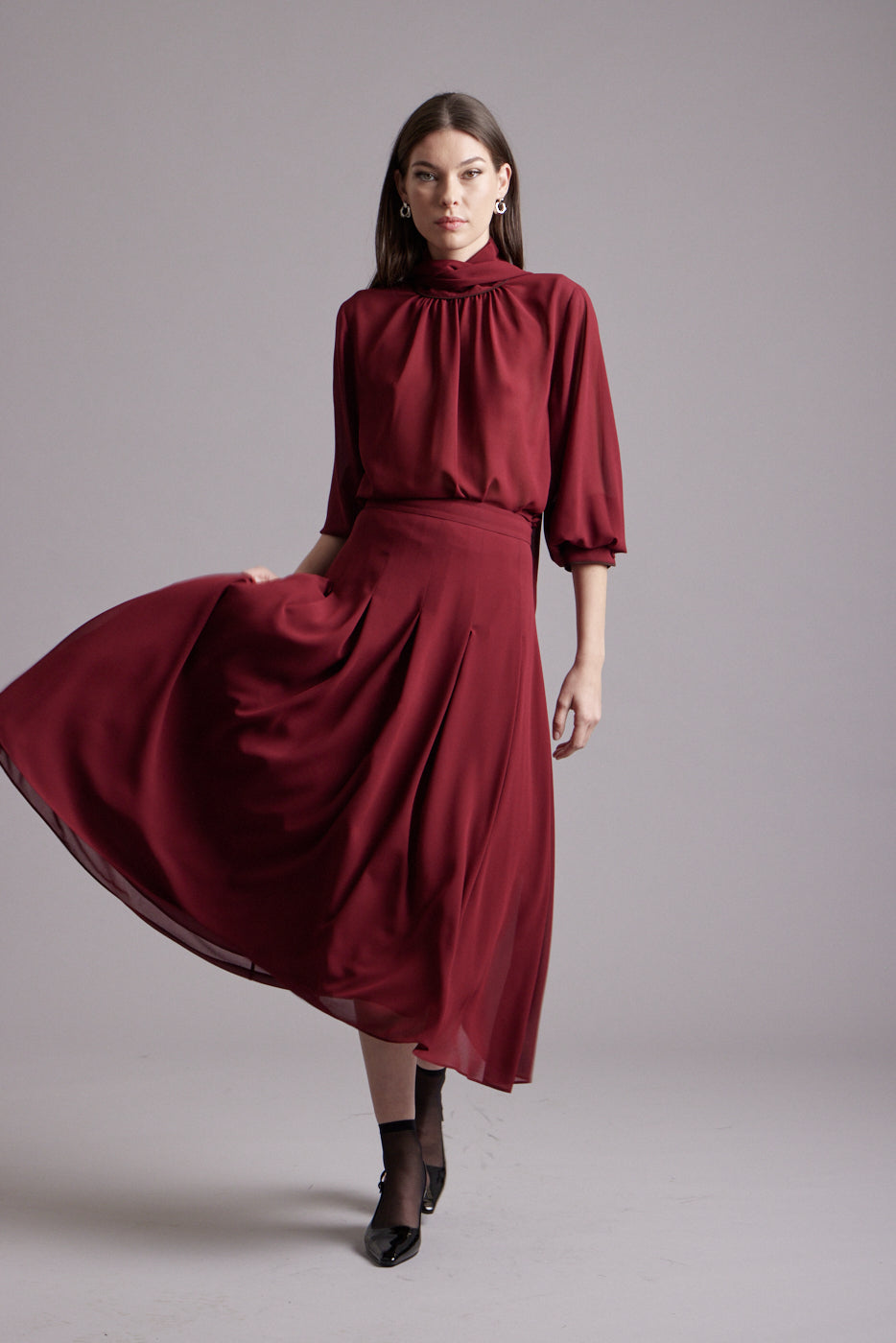 Ballet Chiffon Skirt - Ruby