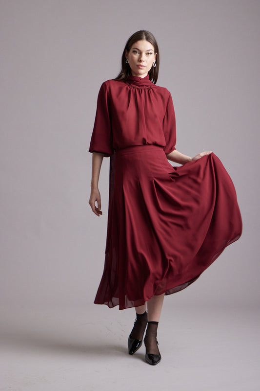 Ballet Chiffon Skirt - Ruby