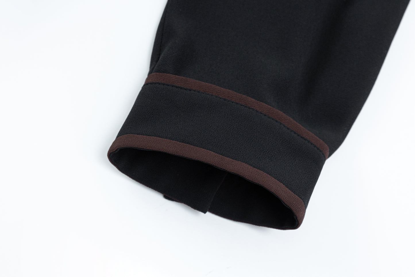 Margaret Chiffon Dress - Black w/Chocolate Piping