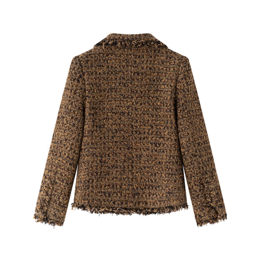 Teddy Raw Edge Blazer - Chocolate / Black