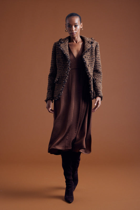 Teddy Raw Edge Blazer - Chocolate / Black