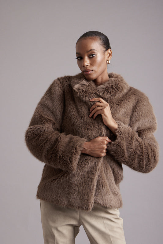 Ariana Faux Fur Jacket - Cocoa