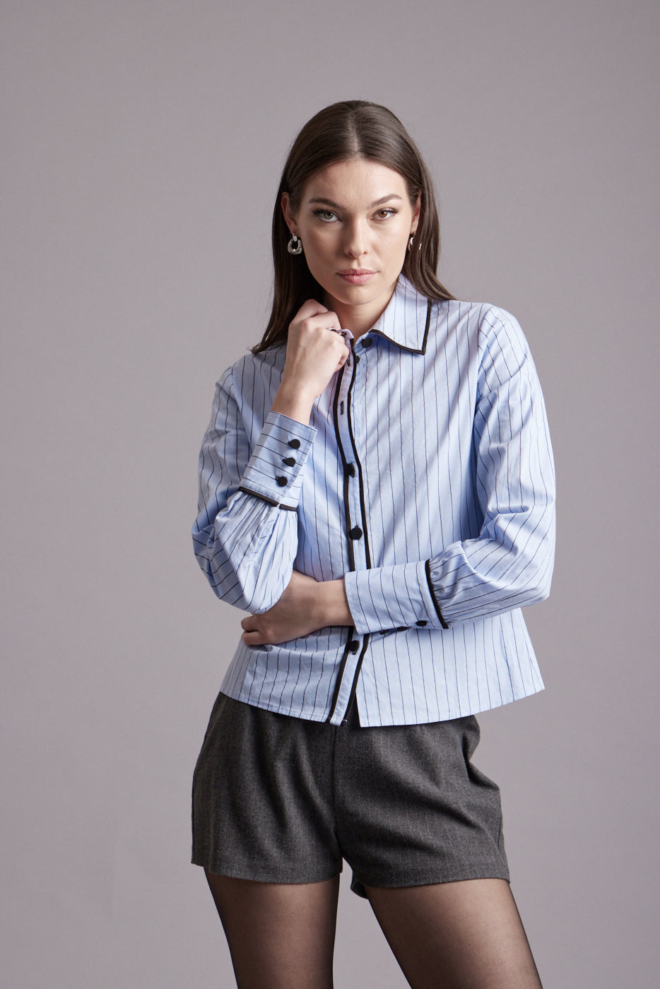 Reese Pinstripe Contrast Shirt