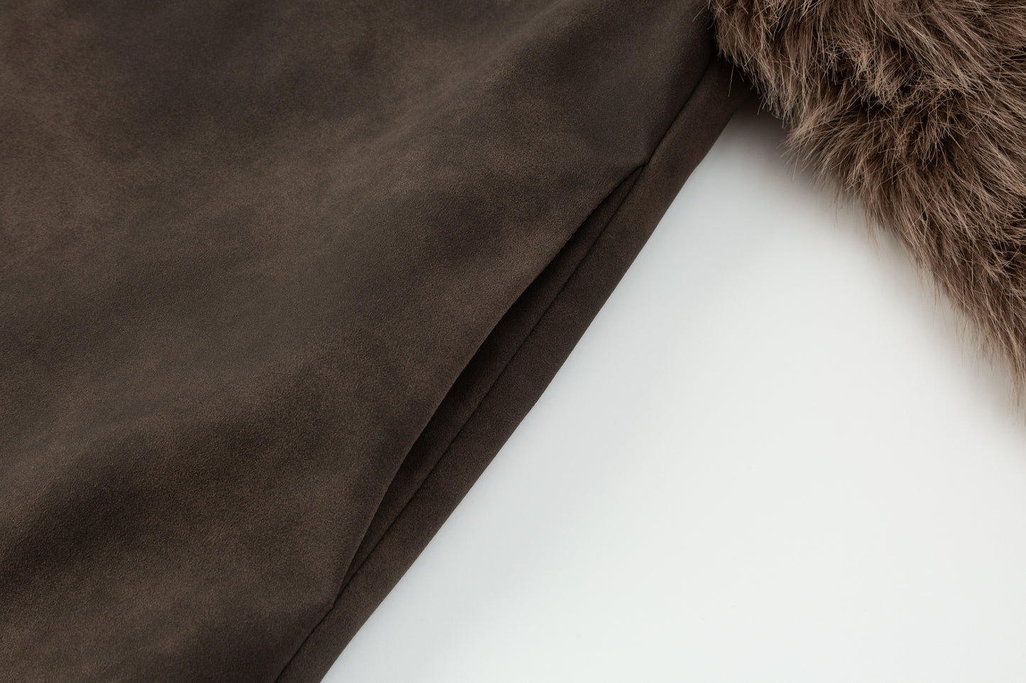 Brooke Suede Jacket w/Faux Fur Suede Sleeves - Espresso