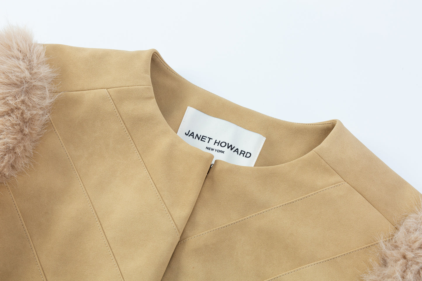 Brooke Suede Jacket w/Faux Fur Suede Sleeves - Butter