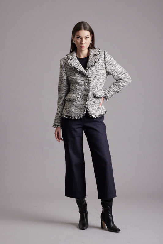 Teddy Raw Edge Blazer - Grey / Ivory
