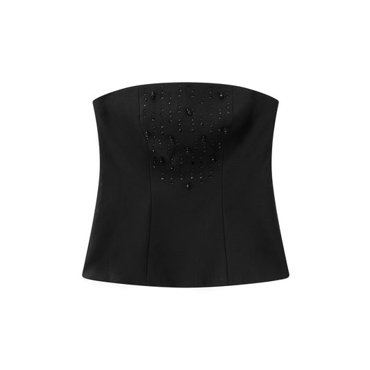 Francesca Hand Beaded Bustier - Black / Black Beads
