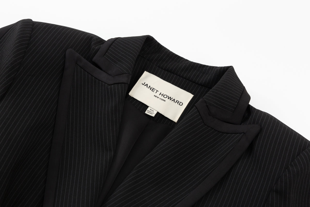Anderson Blazer - Black Pinstripe W/Black