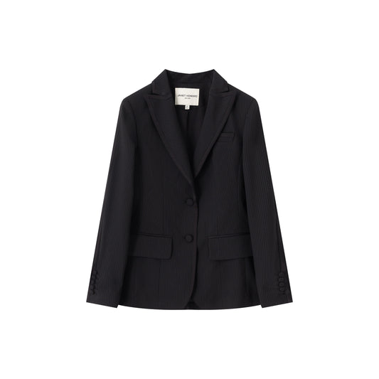 Anderson Blazer - Black on Black Pinstripe