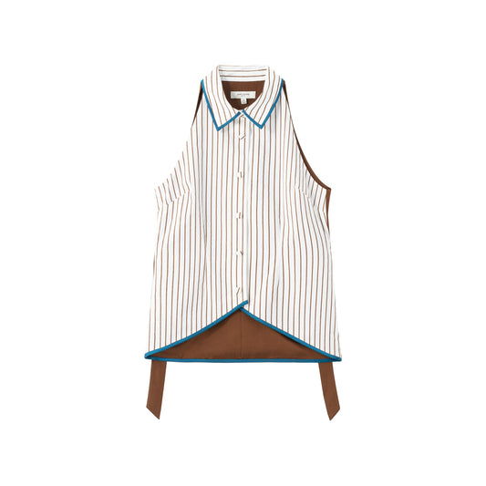 Avery Shirt Vest - Ivory/Chocolate Stripe