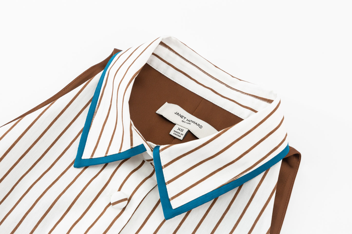 Avery Shirt Vest - Ivory/Chocolate Stripe