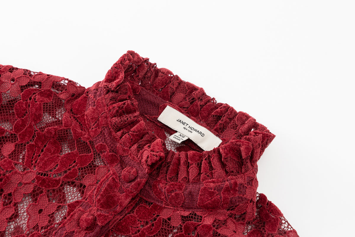 Vivian Lace Blouse - Cherry Red