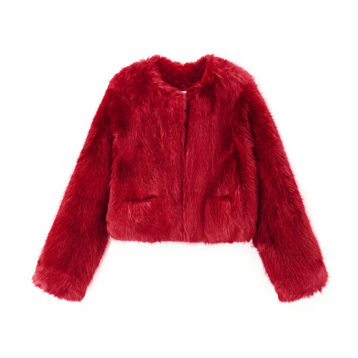 Fur Jacket - Cherry red