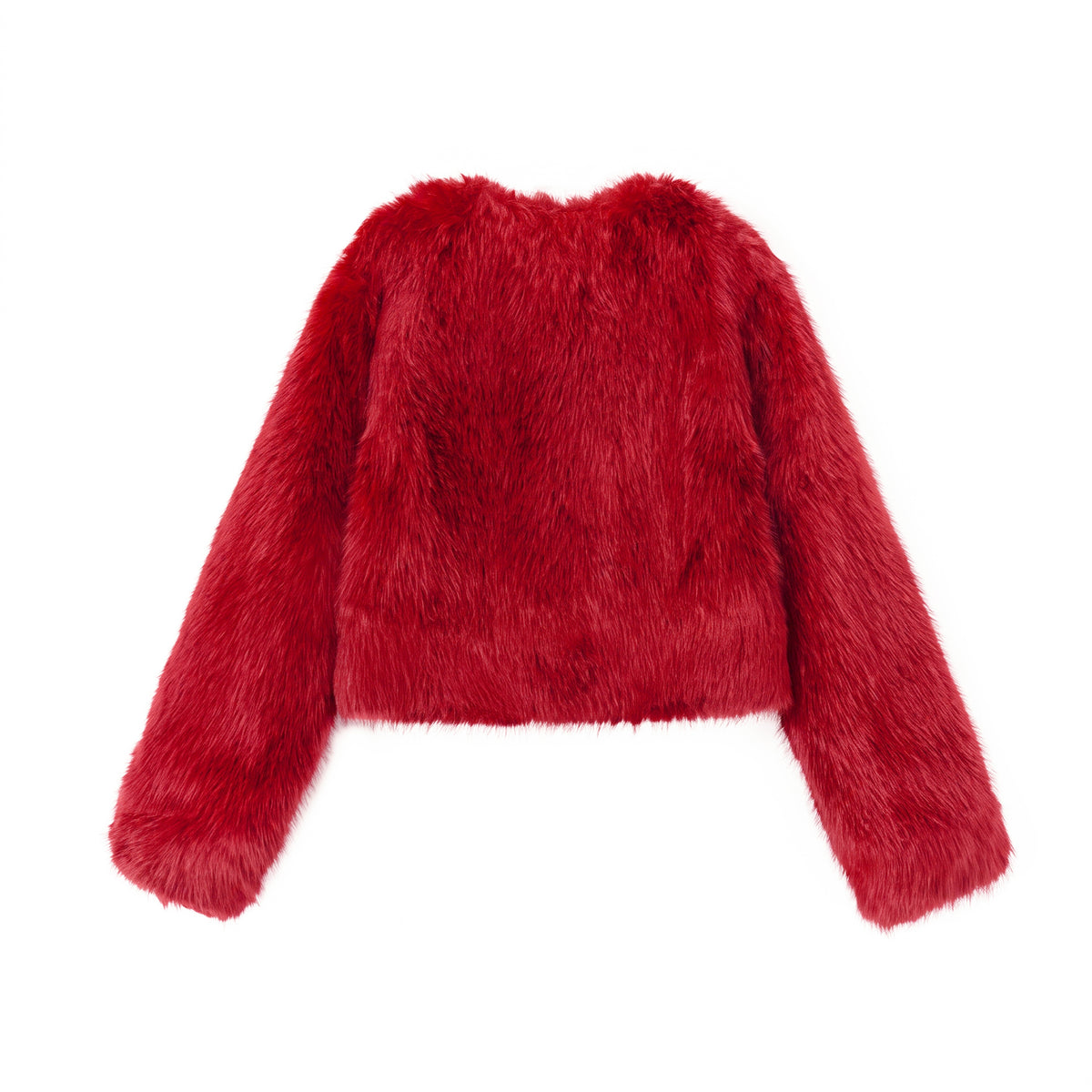Fur Jacket - Cherry red