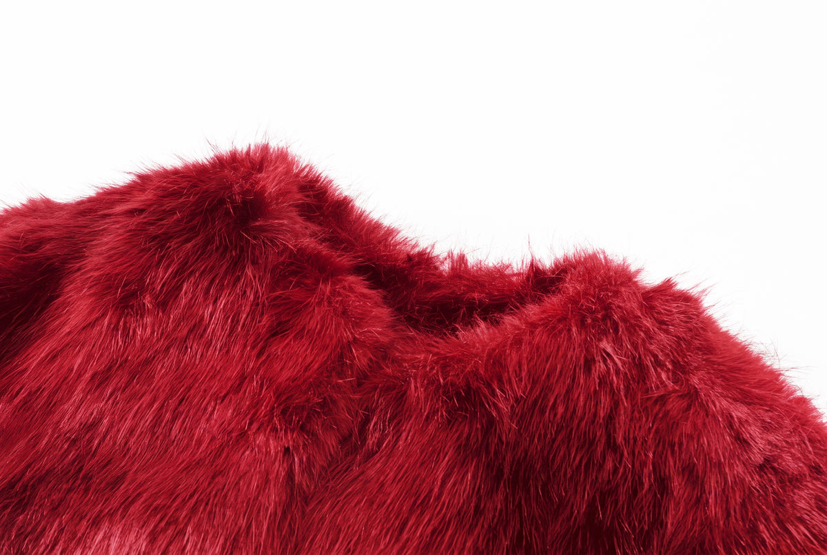 Fur Jacket - Cherry red