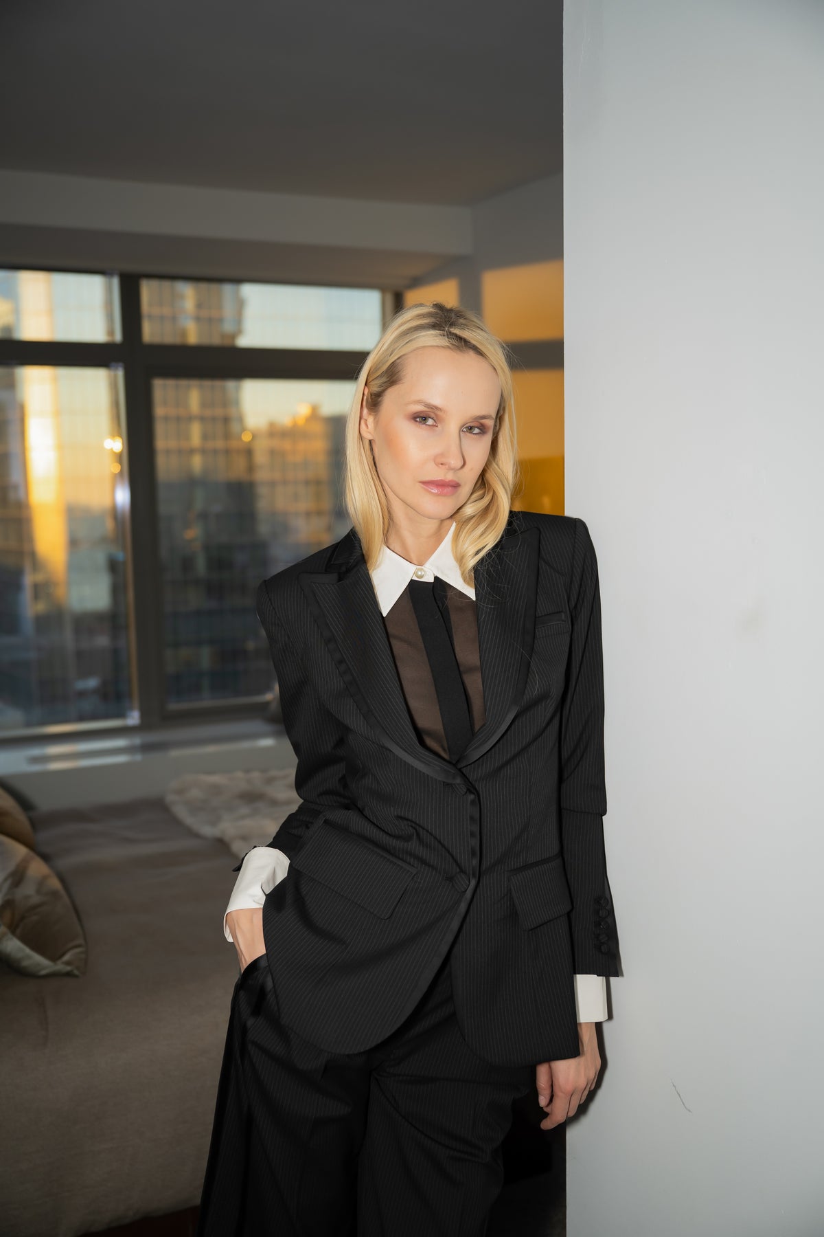 Anderson Blazer - Black Pinstripe W/Black